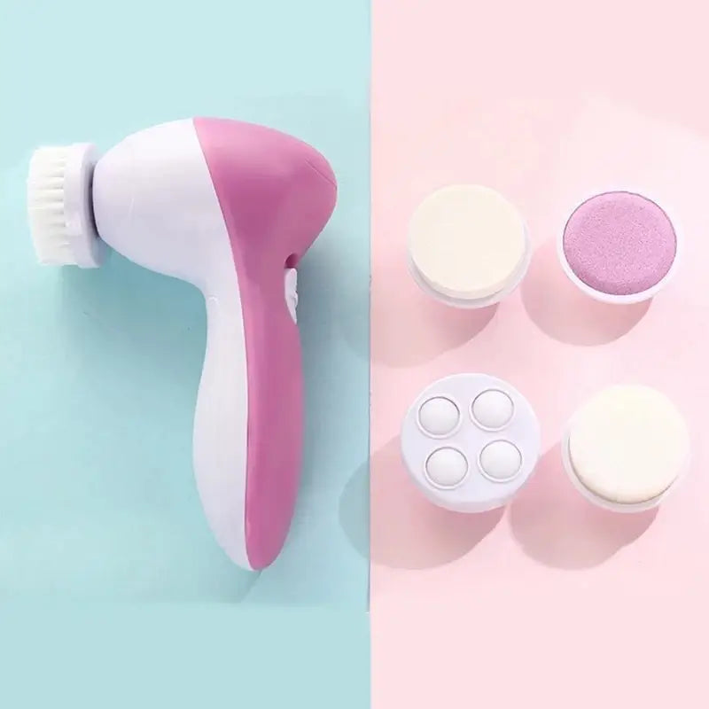 Escova Elétrica Facial 5 em 1 para Limpeza e Massagem